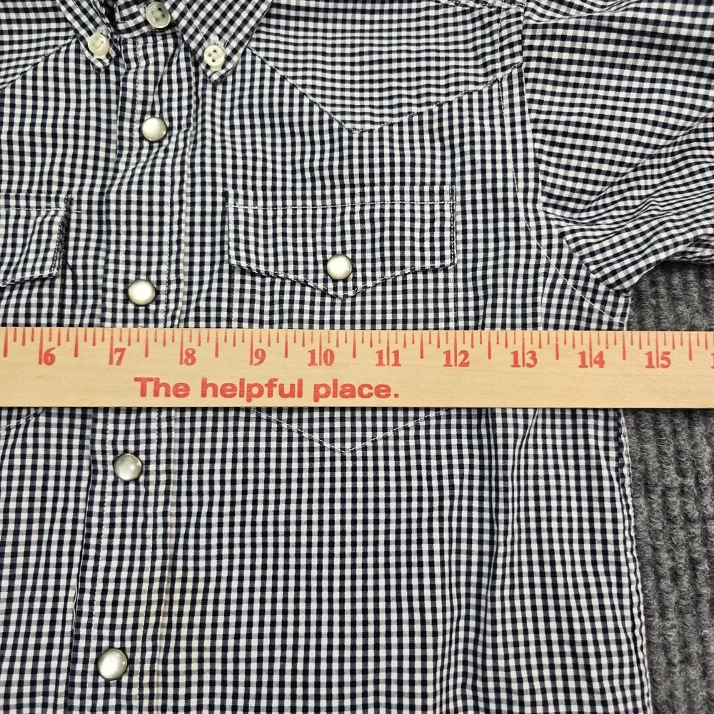 Ralph Lauren‎ Shirt Boys 5 Blue White Plaid Button Up Preppy Snap Pockets